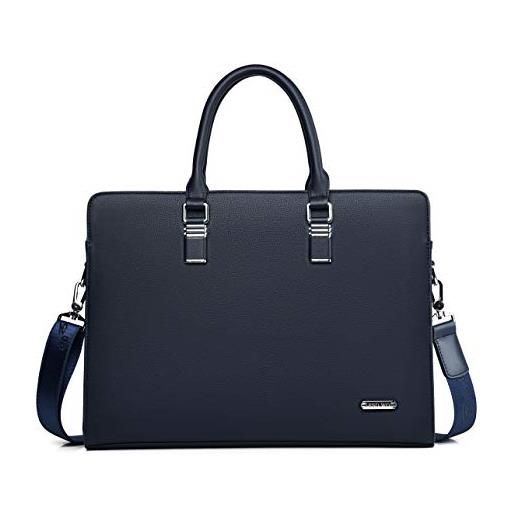 FSD.WG borsa da lavoro da uomo, cartella in pelle impermeabile, borsa da lavoro a tracolla per laptop per affari, scuola, viaggi, staccabile