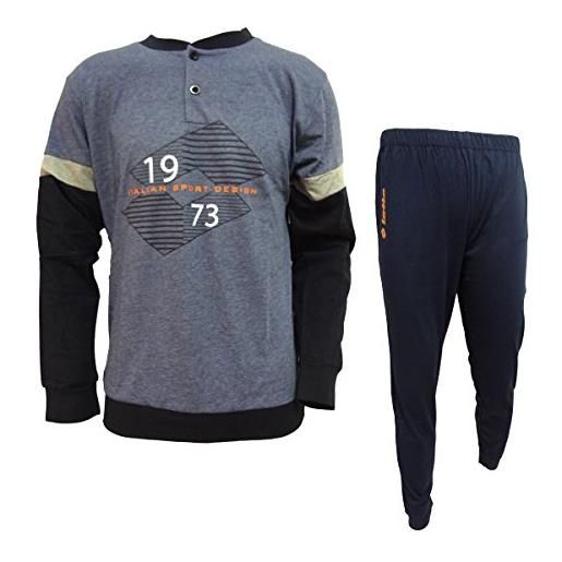 LOTTOunderwear pigiama uomo lungo in cotone lotto nuova collezione art. Lp4021 (jeans, xl/52)