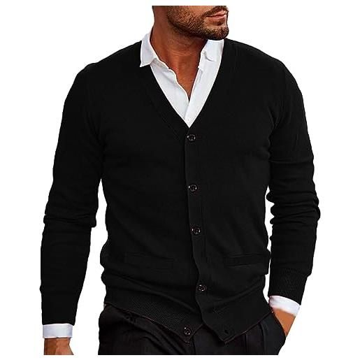 Pullover Elegante Maglione Uomo Con Collo A V E Finta Camicia - Main Image