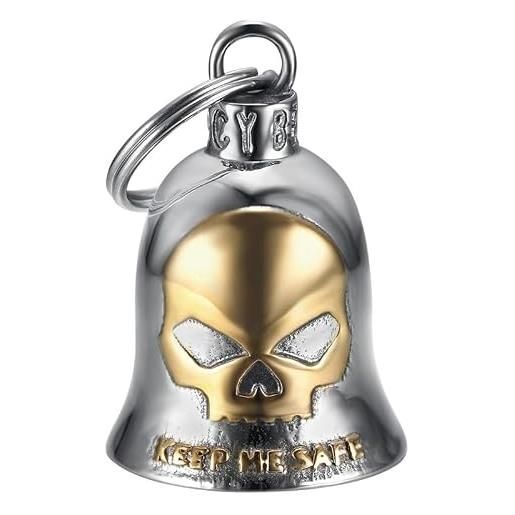 Clochette Moto Porte-Bonheur BOBIJOO - Acier Inoxydable Noir Skull Ride To Live