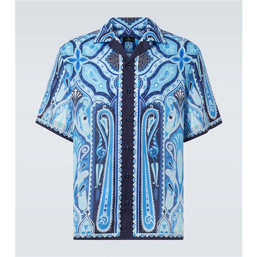 Etro camicia bowling in cotone con stampa