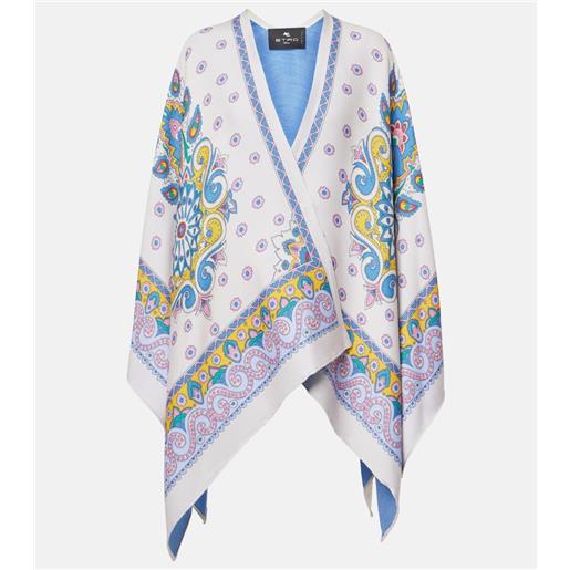 Etro mantella in misto lana paisley