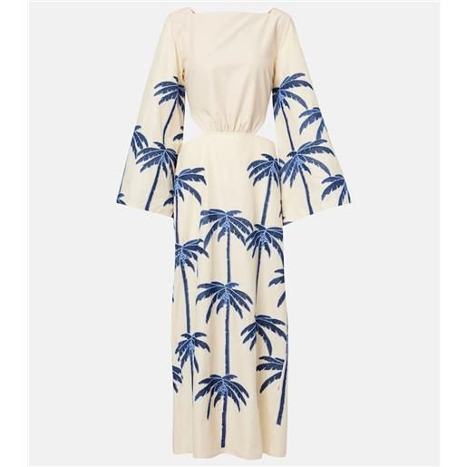 Johanna Ortiz abito midi journey in lino con cut-out