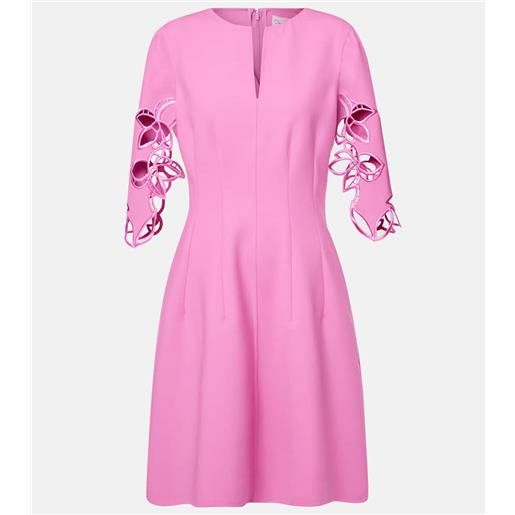 Oscar de la Renta abito midi in misto lana con pizzo e ricami