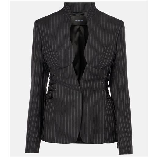 Mugler blazer gessato in misto lana