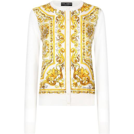 Dolce & Gabbana cardigan con stampa maioliche - bianco