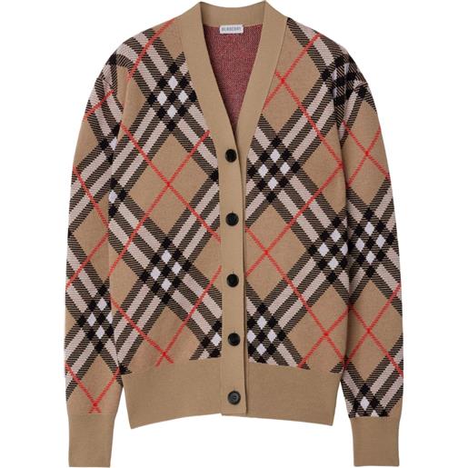 Burberry cardigan a quadri - marrone