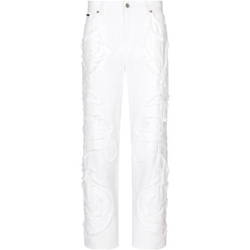 Dolce & Gabbana jeans boyfriend con applicazione - bianco