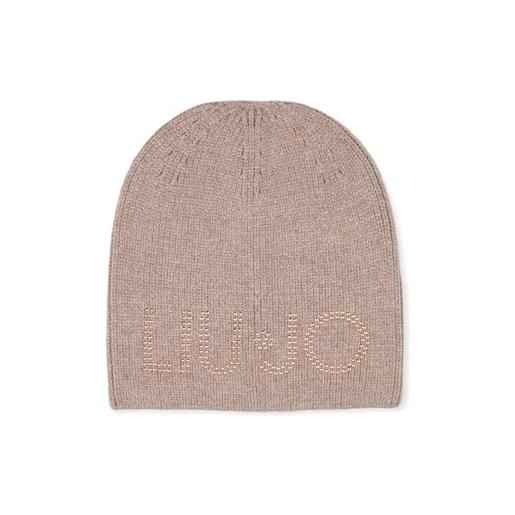 Liu jo berretto liu jo da donna, modello cappello logo borchie in misto viscosa, colore naturale rosa naturale