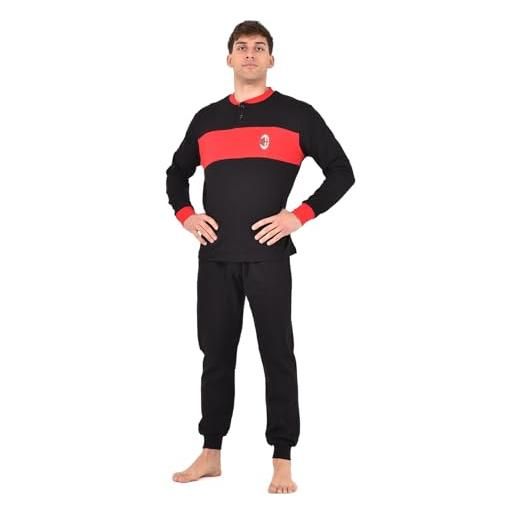 hermet ac milan pigiama ragazzo full zip in pile prodotto ufficiale art. 1030 (nero, 16 anni)