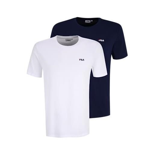 FILA maglietta da uomo brod tee/double pack, blu medievale bianco brillante, xs