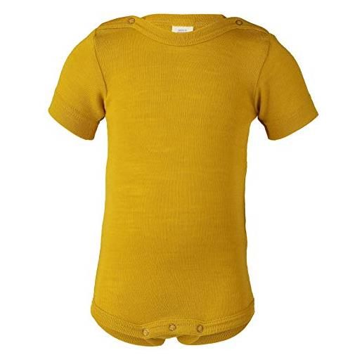 Engel - body a maniche corte per bambini, 70% lana biologica (kbt) e 30% seta zafferano 74/80 cm
