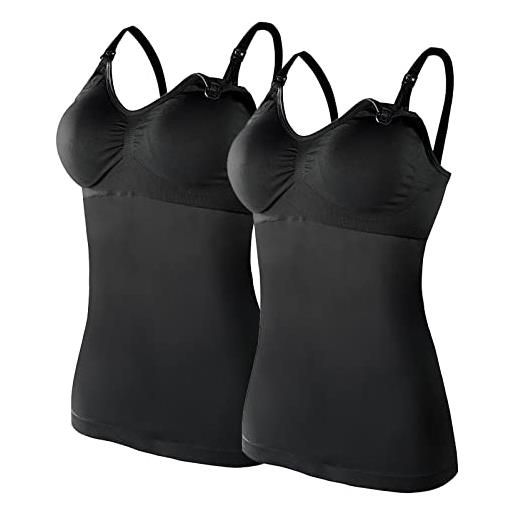 Generisch canottiera da donna senza ferretto, con reggiseno integrato, per allattamento al seno, per maternità, reggiseno in gravidanza, biancheria intima, h-nero. , m