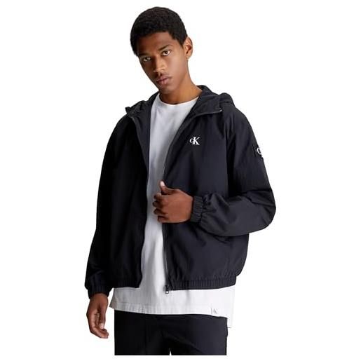 Calvin Klein jeans giacca uomo windbreaker giacca da mezza stagione, nero (ck black), xxl