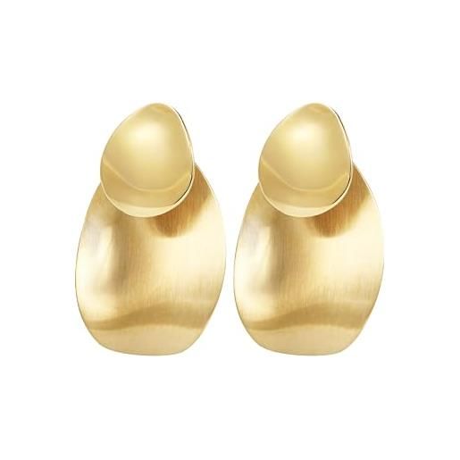 Breil B Whisper Orecchini Da Donna In Acciaio Lucido Colorato - Superficie Irregolare Sinuosa - 4 Cm - Collezione Gioielli