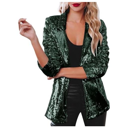 Generic blazer da donna con paillettes glitter a maniche lunghe, giacca bomber, giacca da motociclista, giacca da donna con paillettes glitter, giacca hip-hop a maniche lunghe, giacca bomber, giacca da