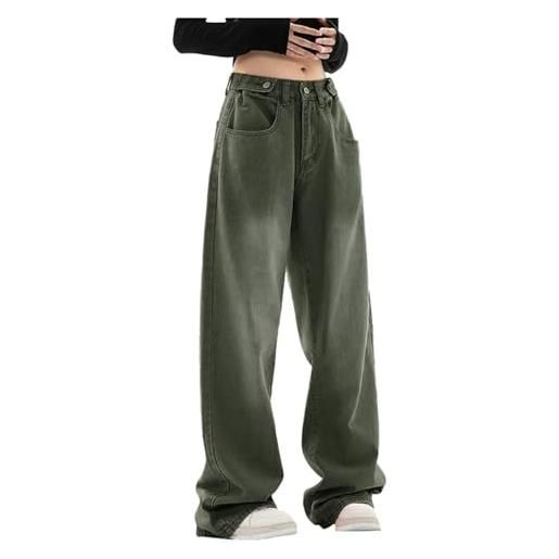 Generic pantaloni leopardo marrone chiaro leopardato baggy jeans da donna y2k a vita bassa, pantaloni jeans hip hop boyfriend locker streetwear straight vintage denim pantaloni larghi pantaloni casual, verde, 