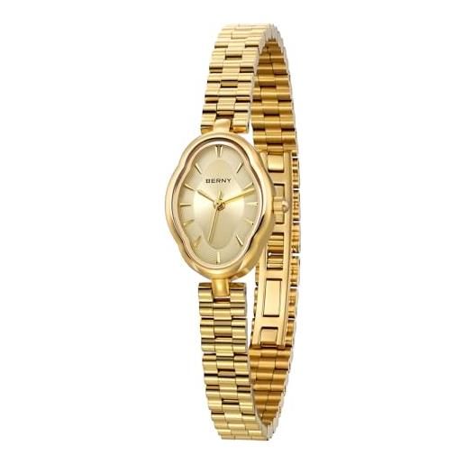 BERNY orologio oro per le donne vintage donna orologio al quarzo 3atm impermeabile moda femminile orologio da polso di lusso orologi da braccialetto idear regalo per ragazza