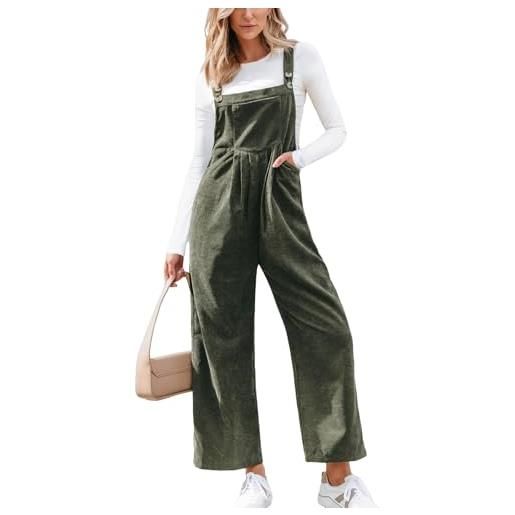CUPSHE, tuta in corduroy da donna, con scollo quadrato, senza maniche, con tasche frontali, gamba larga, casual per l'autunno, marrone, l