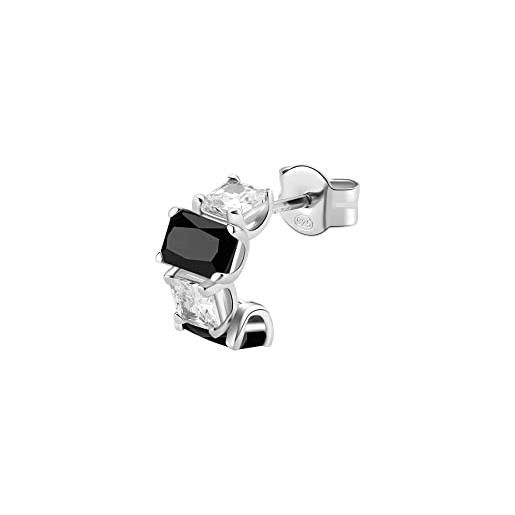 Liebeskind Berlin Orecchini A Cerchio In Acciaio Inox Nero Con Cuori - 1,8 Cm, IP Black