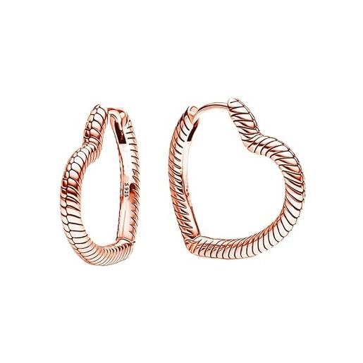 LES FOLIES DI PAOLA GRIECO orecchini cerchi cuore snake rosè in argento 925 - les folies per pandora
