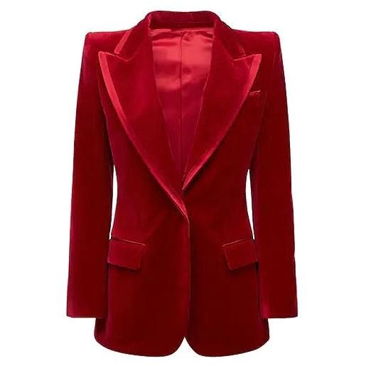 Kromoc donna blazer in velluto con risvolto a picco per la cena cappotto da abito quotidiano