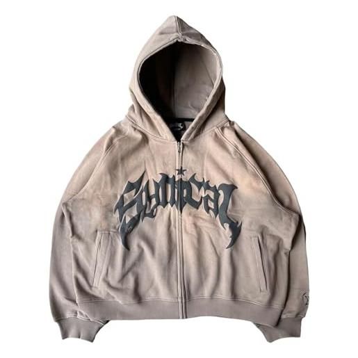 tinbarry felpa con cappuccio y2k felpe con zip donna giacca oversize con stampa punk gotico con tasche streetwear