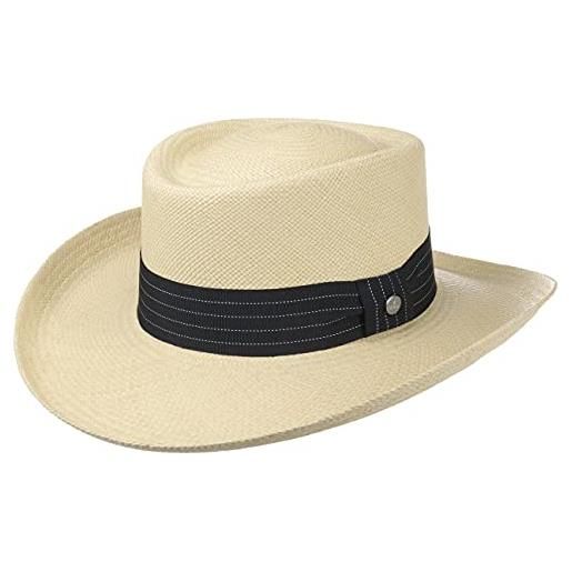 LIERYS cappello panama gambler donna/uomo - made in ecuador da uomo cappelli spiaggia con nastro grosgrain, grosgrain estate primavera/estate - s (55-56 cm) natura