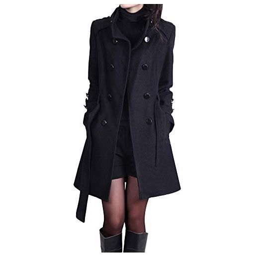 Generico trench donna lungo invernale cappotto doppio petto ufficio parka con cintura cappotti di lana donna manica lungo giacca