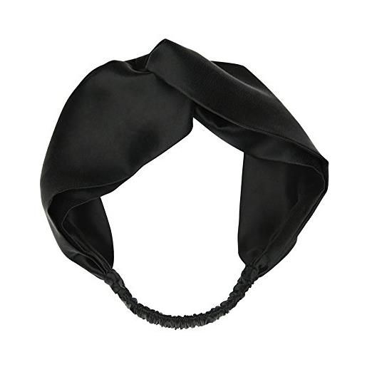 LSHARON 100% seta di gelso donne elastico fascia per capelli accessori per capelli turbante fasce per capelli ritorto, nero , 1 count (pack of 1)