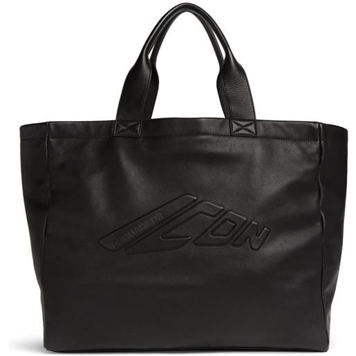 DSQUARED2 borsa tote con motivo icon goffrato - nero