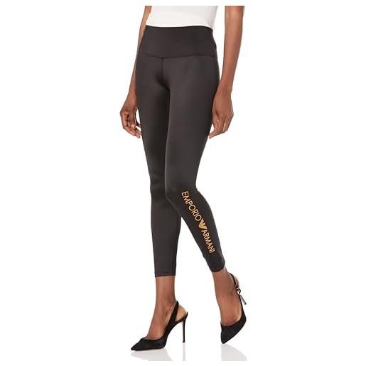 Emporio Armani iconic microfiber leggings da donna a vita alta, nero, xs