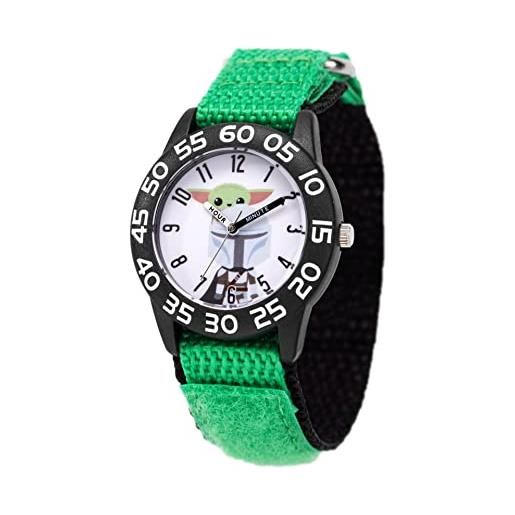 Star wars the mandalorian - orologio analogico al quarzo con cinturino in nylon per insegnare l'ora ai bambini, bianco/nero/verde, moderno