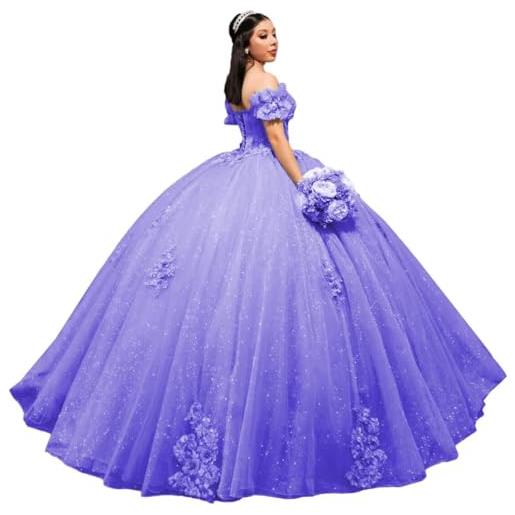 Yifanier abiti quinceanera con spalle scoperte abiti da spettacolo in tulle gonfi abiti in tulle con applicazioni di pizzo abiti per feste di compleanno mt019
