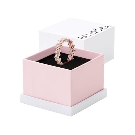 PANDORA garden anello con margherite placcato in oro rosa 14 k con zirconi cubici trasparenti, 48