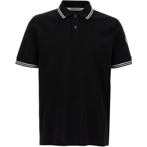 Moncler polo con applicazione logo - nero