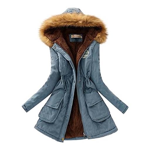 Generico giacca invernale donna inverno maniche lunghe piumino donna con cappuccio slim fit elegante giubbotto in pile taglie forti antivento cappotto moda calda parka casual offerte jacket comodi giubbino