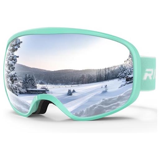 RIOROO maschera da sci bambino 3~14 anni occhiali da sci maschera sci bambino occhiali sci 100% anti uv anti nebbia anti-vento antipolvere, otg per ragazzo ragazza sci snowboard sport invernali