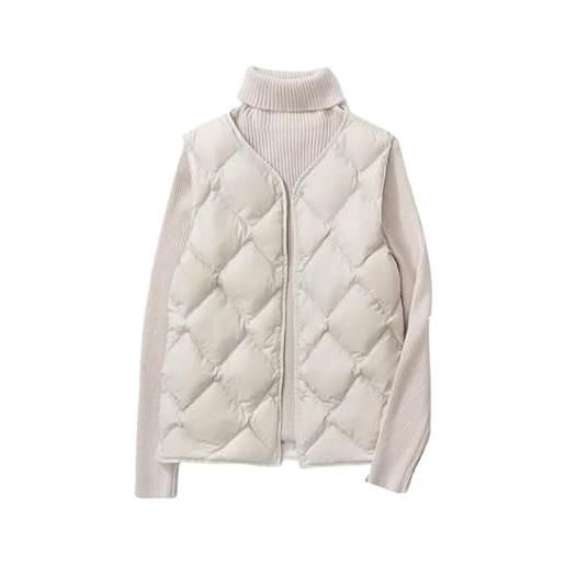 YONGHONGKEJI smanicato donna gilet trapuntato imbottito leggero da donna con scollo a v, gilet leggero in piumino con bottoni automatici, gilet e scaldamuscoli, gilet invernale trapuntato albicocc