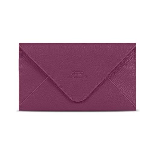 Otto Angelino portafoglio in vera pelle e porta carte di credito - portafolgio da viaggio stile-busta - scompartimenti multipli per denaro, smartphone - blocco di rfid - unisex, damson