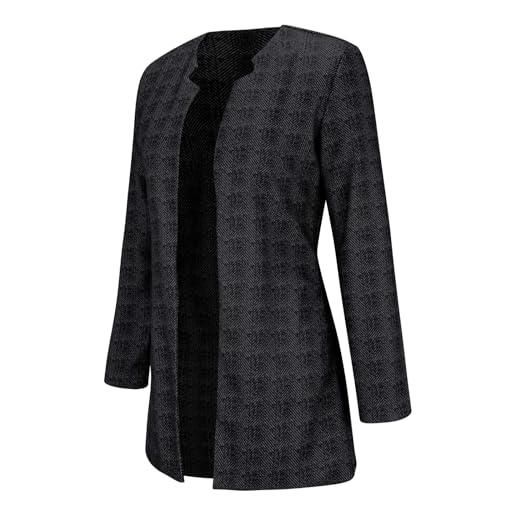 Generisch blazer, elegante e moderno, lungo, cappotto di lana da donna, lungo, invernale, con colletto a taccha, slim fit, da ufficio, giacca da mezza stagione, elegante giacca in pile con tasche, per il tempo