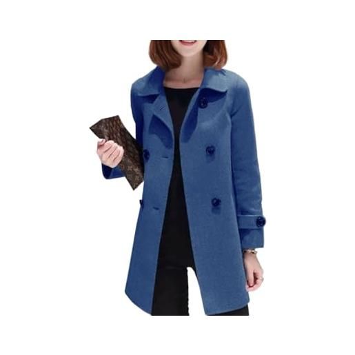 Suncadmious trench a maniche lunghe da donna con cappotto doppiopetto invernale da donna (blu, m)