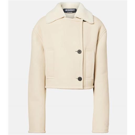 Jacquemus giacca cropped marino in shearling