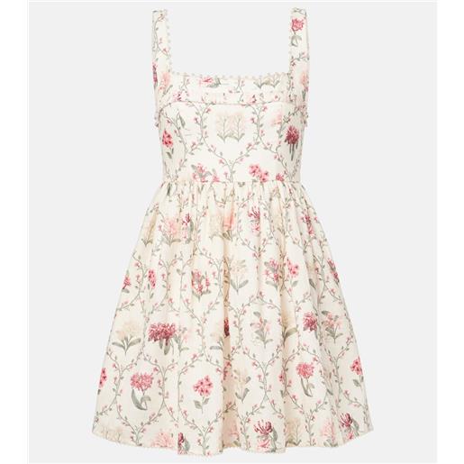 Agua by Agua Bendita abito corto barbara in lino con stampa floreale