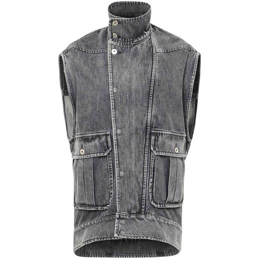 JW Anderson gilet denim a collo alto - grigio