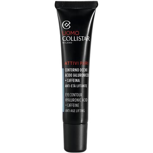 Collistar l'uomo attivi puri contorno occhi acido ialuronico + caffeina anti-età liftante 15ml - crema contorno occhi antirughe