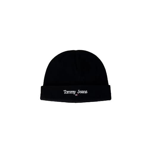 Tommy Jeans tjw sport beanie aw0aw12625 cappello in maglia, nero (black), os donna
