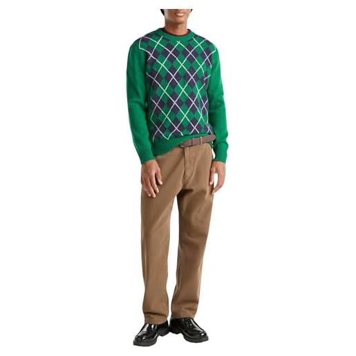United Colors Of Benetton Maglia Uomo Girocollo In Misto Lana E Alpaca – Vestibilità Regolare E Righe Bicolor