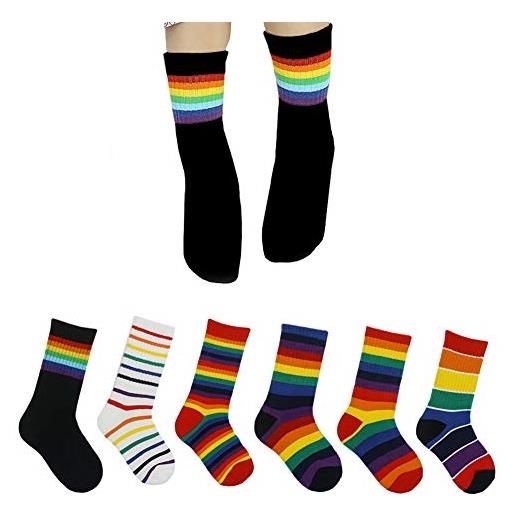 Happy Cherry 6 paia calzini classici a righe calze in cotone elasticizzato calze unisex bambini comodo e traspirante per bambini