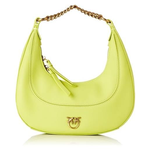 Pinko, brioche hobo mini vitello morb donna, s69q_giallo cedro-antique gold, one size